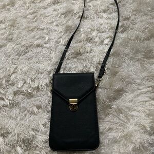 Elegant leather Black phone Crossbody Bag